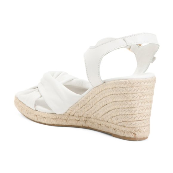 Jutelia Made in Spain Leather Twist Raffia Wedge Espadrilles NIB - Picture 2 of 4